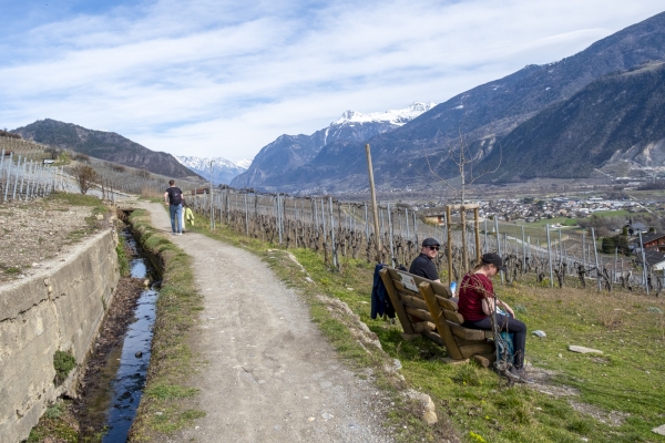 Le long du bisse de Clavau près de Sion