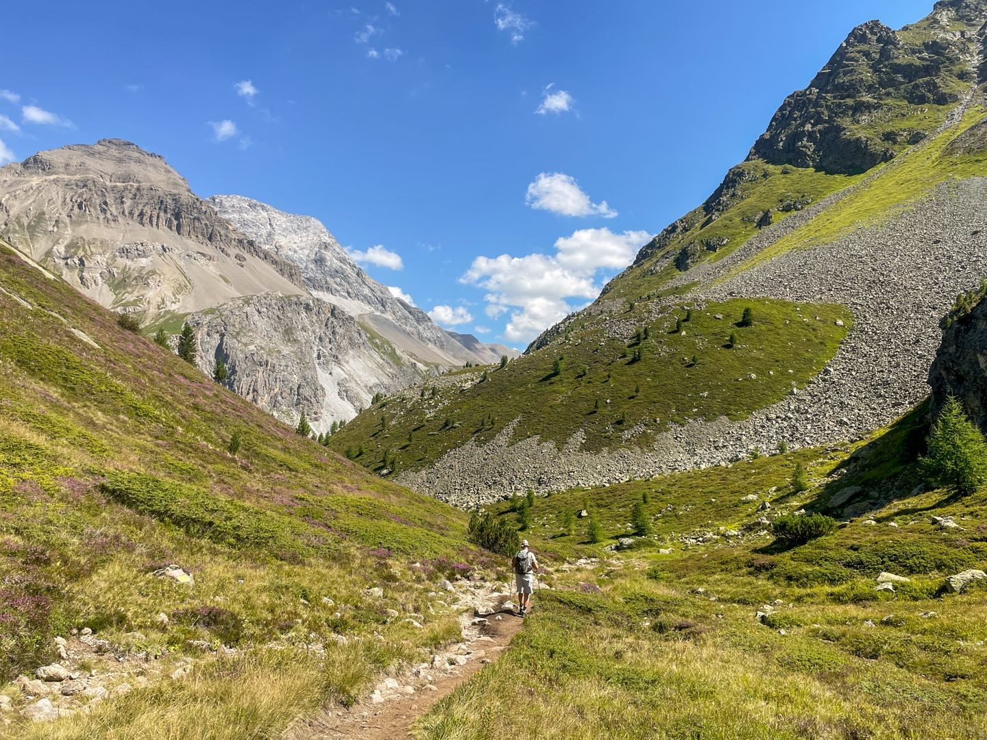 Kurz vor dem Albulapass zweigt der Wanderweg in ein Seitental ab.