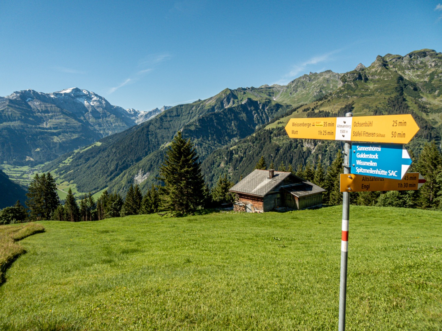 Trois catégories de chemins à l’Altmannberg. Photo: Vera In-Albon