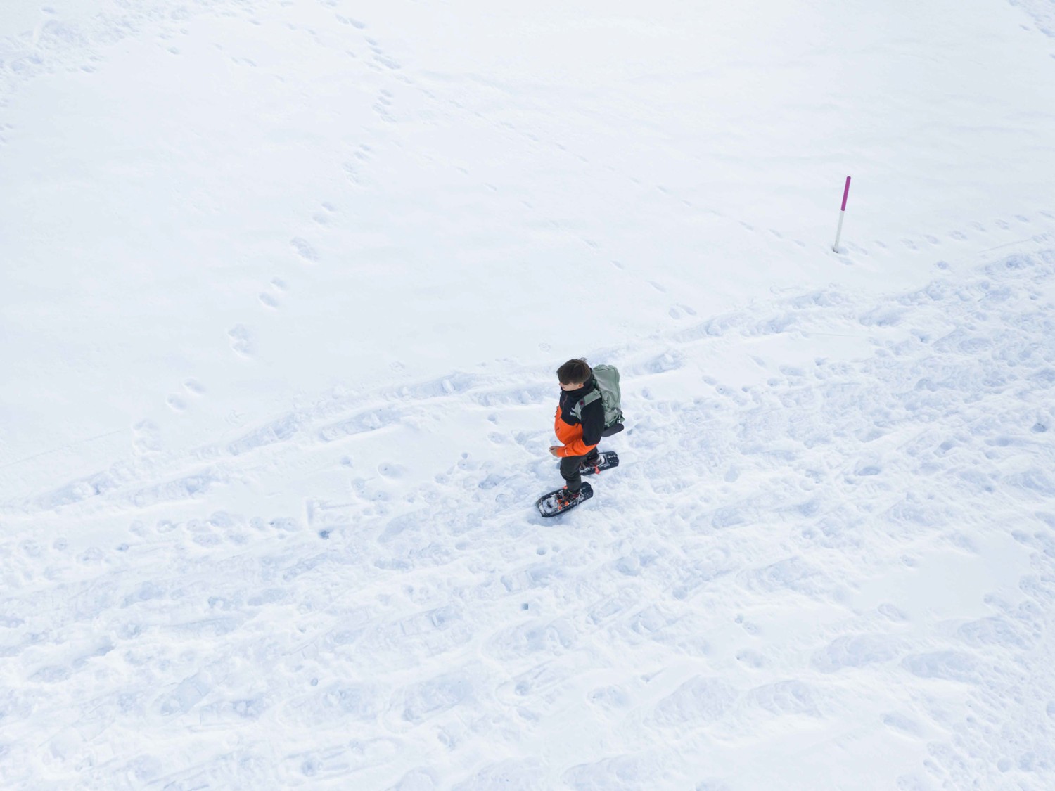 Les raquettes sont de mise pour monter à Hochalp. Photo: Jon Guler