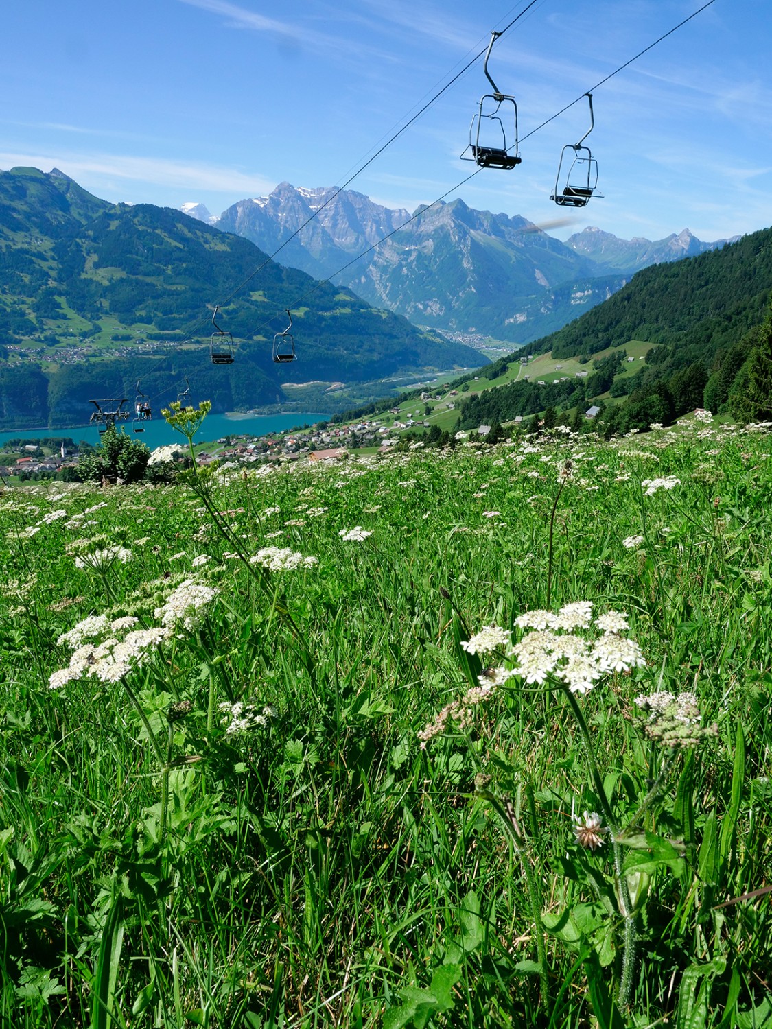 Die Wanderung um den Mattstogg beginnt mit einer Sesselbahnfahrt nach Niederschlag.