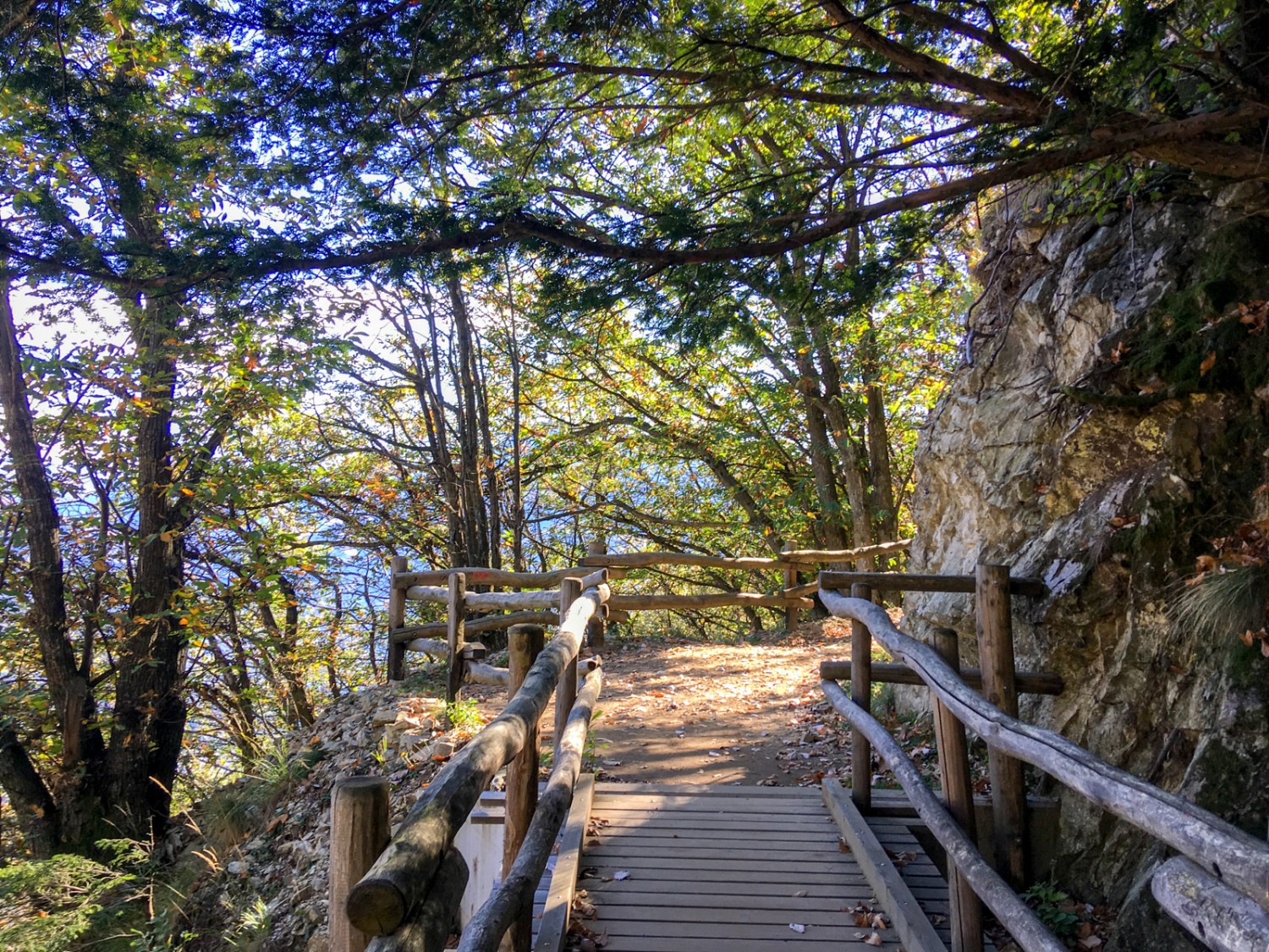 Ponte di legno poco prima del ponte sospeso. Immagine: Claudia Peter
