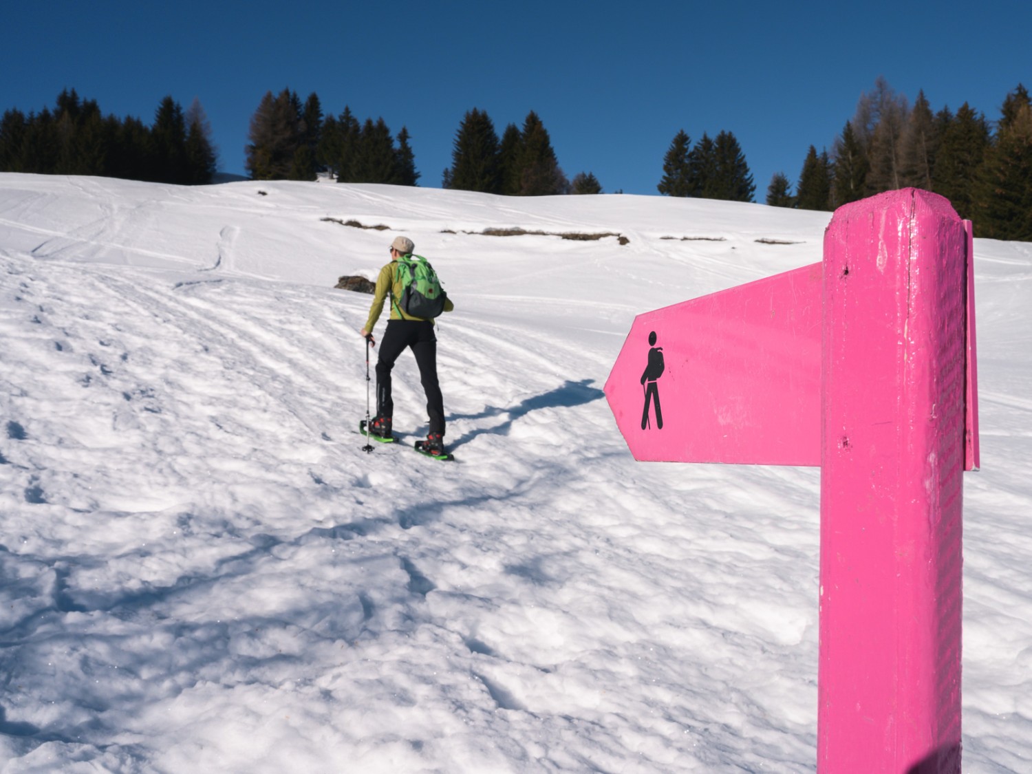 Die Route ist gut signalisiert. Bild: Jon Guler