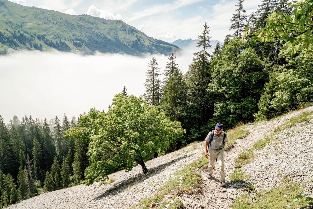 In der steilen Schutthalde im Aufstieg zur Unteren Musenalp. Bild: Fredy Joss