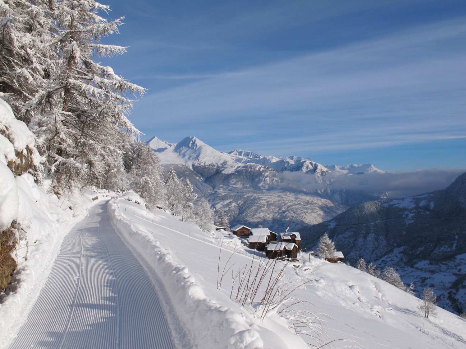 On marche pendant près d’une heure entre des conifères. Photo: Bürchen Unterbäch Tourismus