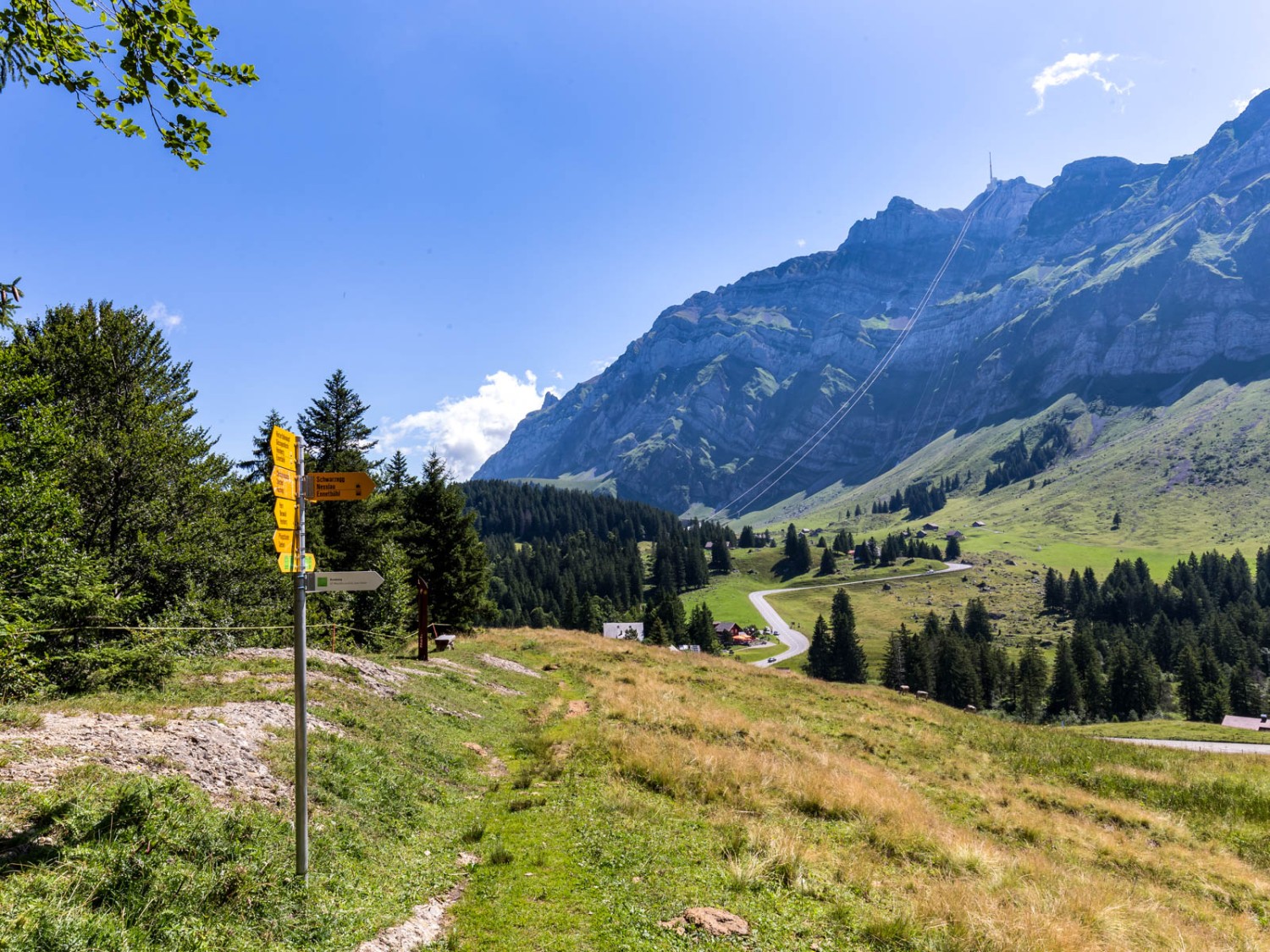 Auf der Schwägalp mit dem Säntis im Hintergrund (mit Antenne und Gondelbahn). Bild: Daniel Fleuti