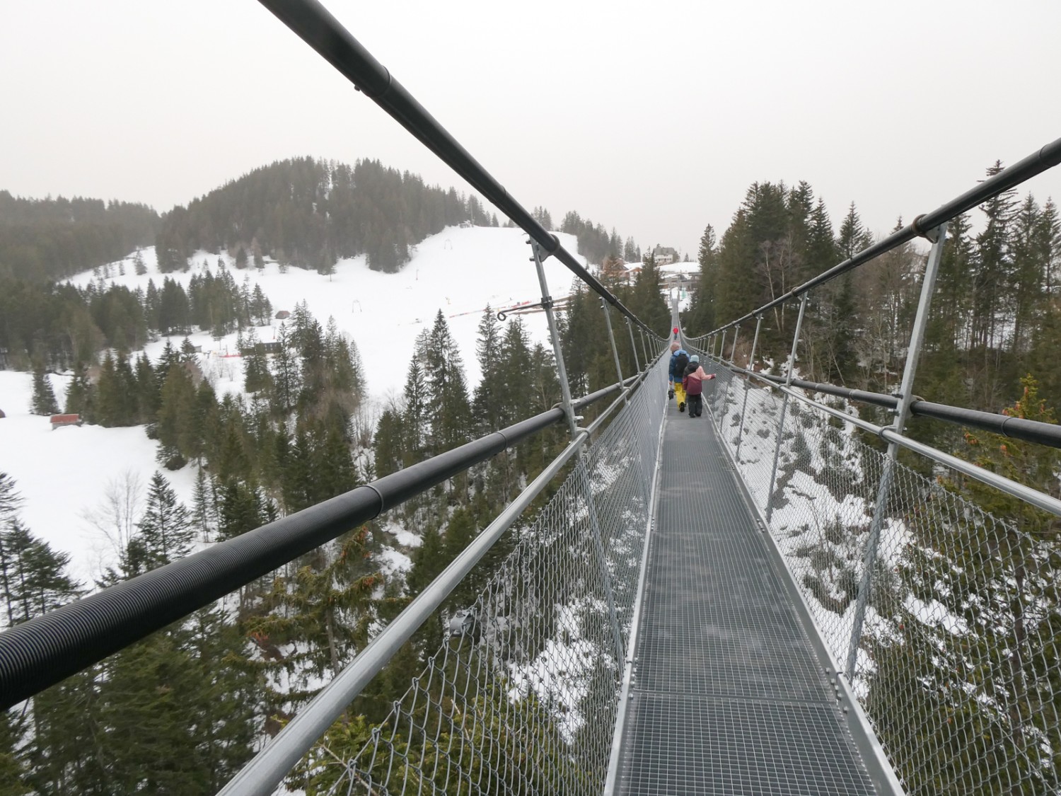 Zum Schluss geht es über die Hängebrücke.