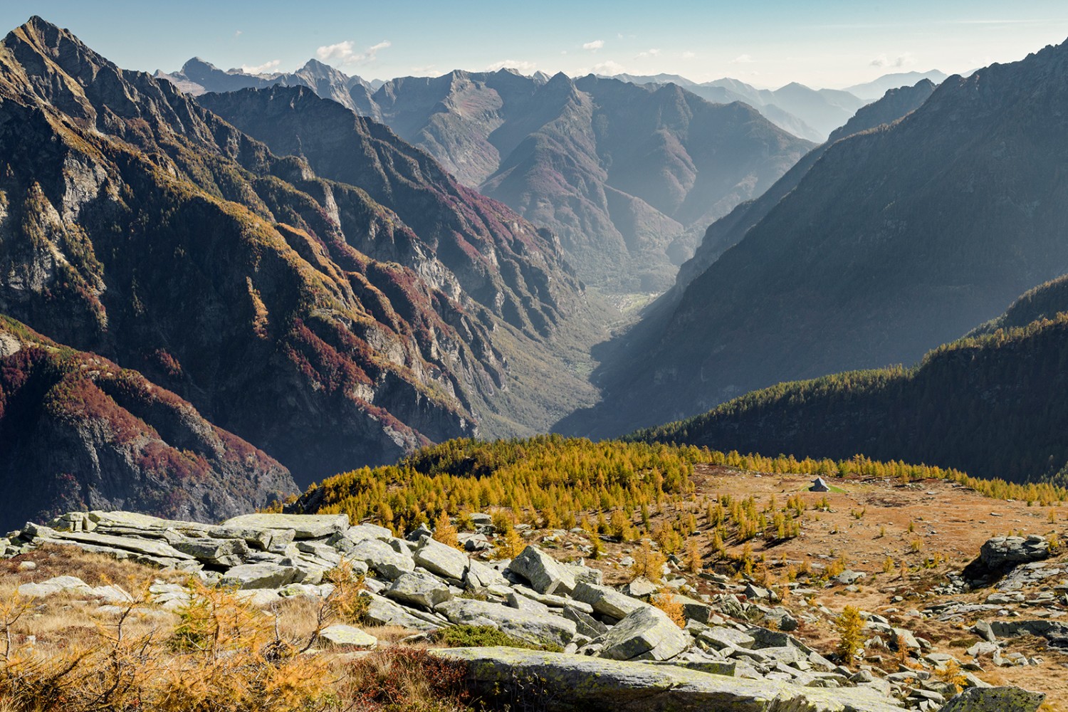 Depuis l’alpage de Solögna, les Alpes du Val Bavona dégagent un peu de douceur.