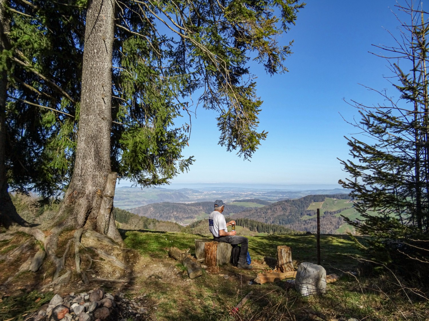 Aussichtsreicher Rastplatz auf der Schafegg. Bild: Sabine Joss